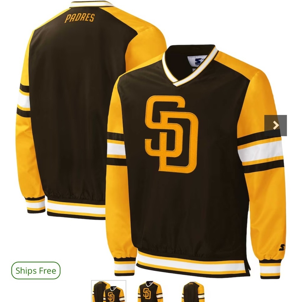 STARTERS Mens San Diego Padres Yardline‎ V-neck Pullover Windbreaker